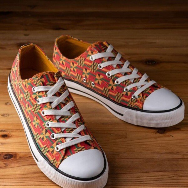 Vibrant Orange Ankara Converse Sneakers