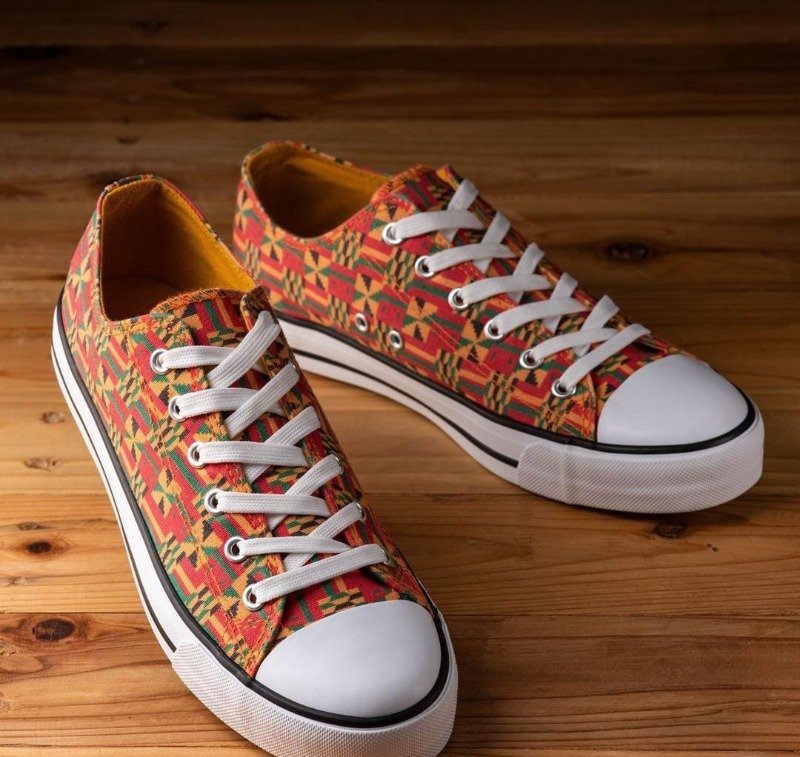 Vibrant Orange Ankara Converse Sneakers
