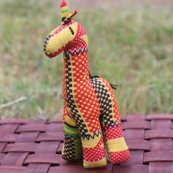 Cheerful Orange Giraffe Kitenge Soft Doll
