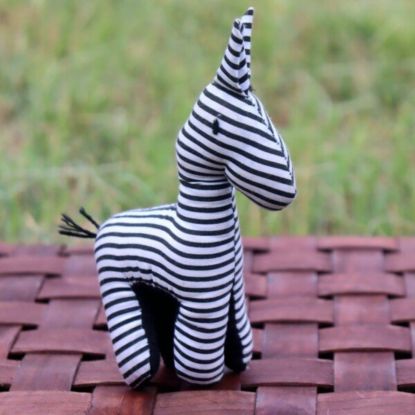 Black and White Striped Zebra Kitenge Soft Doll