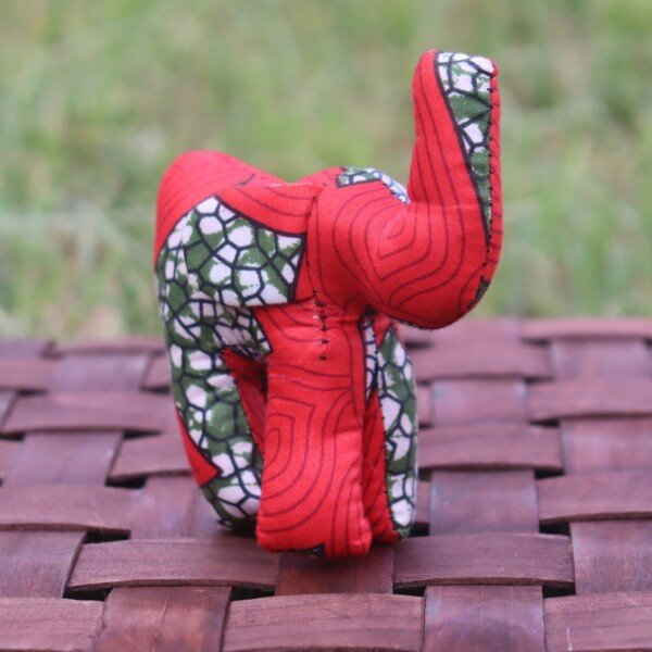 Huggable Crimson Elephant Kitenge Soft Doll