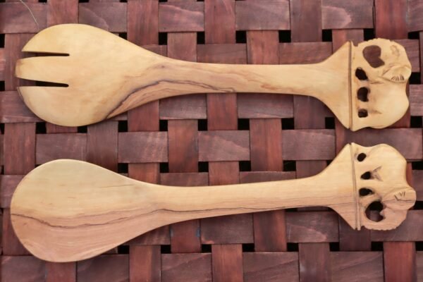 Handcrafted Wooden Cooking Sticks with Elephant Handle Handcrafted Wooden Cooking Sticks with Elephant Handle