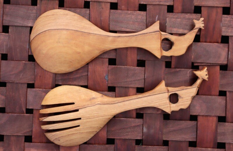 Handcrafted Wooden Cooking Sticks with Giraffe Handle