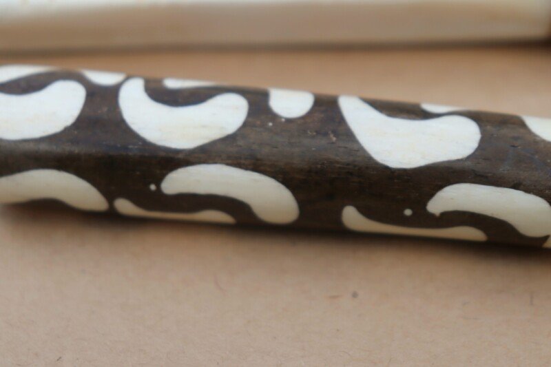 Handcrafted Wooden Cooking Stick with Bone-Detail Handle