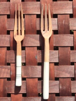 Handcrafted Wooden Forks with Bone-Detail Handle Handcrafted Wooden Forks with Bone-Detail Handle