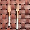 Handcrafted Wooden Forks with Bone-Detail Handle