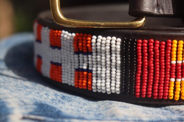 Radiant Multicolored Maasai Beaded Leather Belt Radiant Multicolored Maasai Beaded Leather Belt