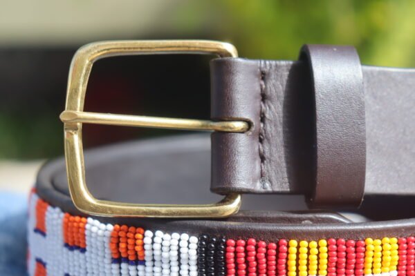 Radiant Multicolored Maasai Beaded Leather Belt Radiant Multicolored Maasai Beaded Leather Belt