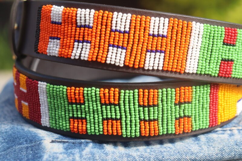 Radiant Multicolored Maasai Beaded Leather Belt
