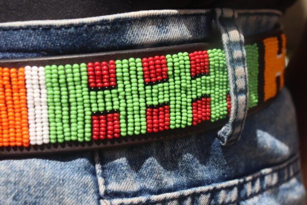 Radiant Multicolored Maasai Beaded Leather Belt Radiant Multicolored Maasai Beaded Leather Belt