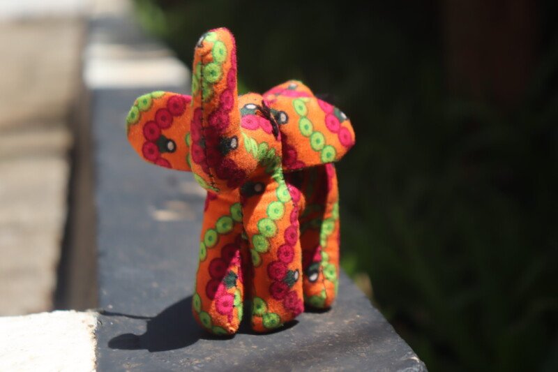 Orange Elephant Kitenge Soft Doll - Handmade African Fabric Toy Orange Elephant Kitenge Soft Doll - Handmade African Fabric Toy