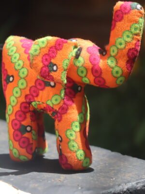 Orange Elephant Kitenge Soft Doll - Handmade African Fabric Toy Orange Elephant Kitenge Soft Doll - Handmade African Fabric Toy