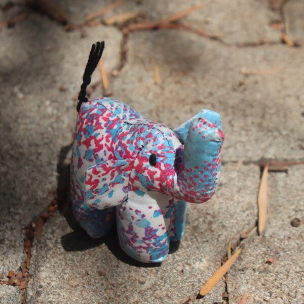Blue & Pink Elephant Kitenge Soft Doll