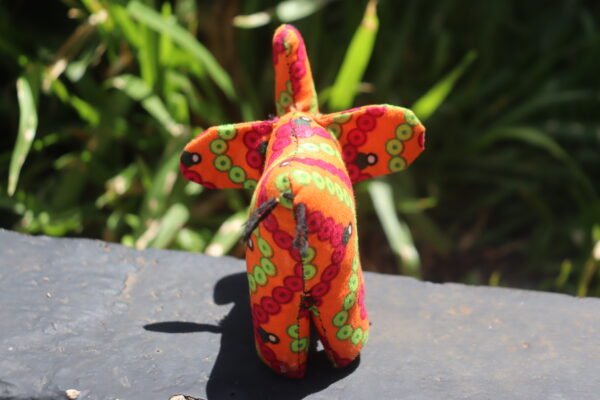 Orange Elephant Kitenge Soft Doll - Handmade African Fabric Toy
