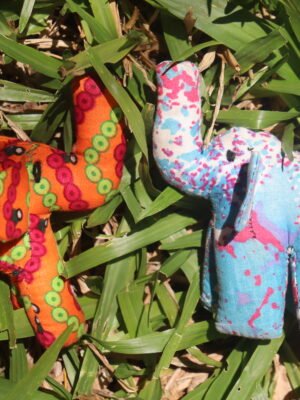 Set of 2 Elephant Kitenge Soft Dolls - Discounted Handmade African Fabric Toys Set of 2 Elephant Kitenge Soft Dolls - Discounted Handmade African Fabric Toys