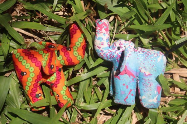 Set of 2 Elephant Kitenge Soft Dolls - Discounted Handmade African Fabric Toys