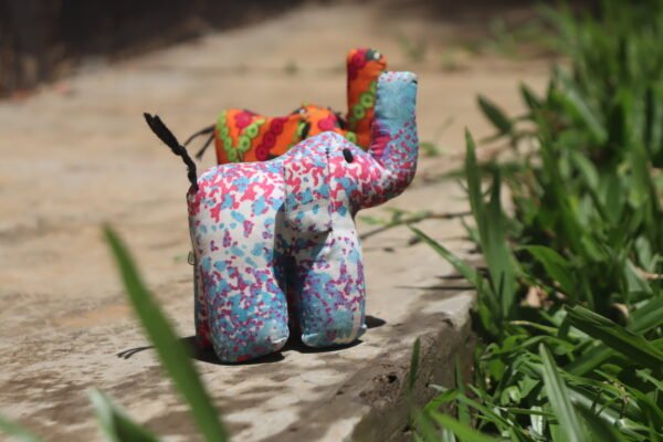 Set of 2 Elephant Kitenge Soft Dolls - Discounted Handmade African Fabric Toys