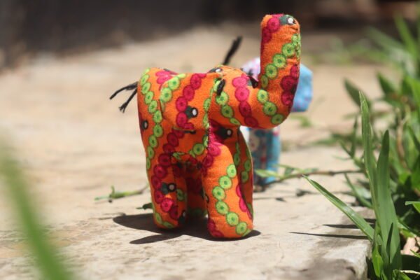 Set of 2 Elephant Kitenge Soft Dolls - Discounted Handmade African Fabric Toys