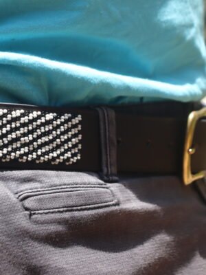 Black & White Striped Maasai Beaded Leather Belt - Handmade in Kenya Black & White Striped Maasai Beaded Leather Belt - Handmade in Kenya