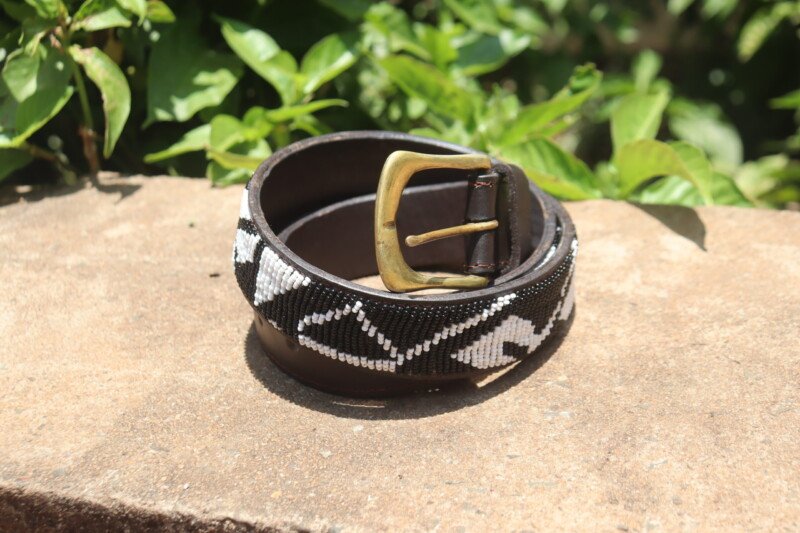 Leather Belt - Black & White Design