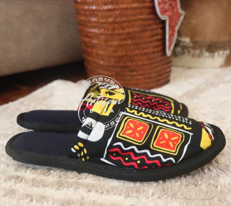 Boxed Multicolored Ankara Slip-Ons