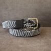 Elegant Black and White Zigzag Beaded Belt - Handmade Leather Belt Elegant Black and White Zigzag Beaded Belt - Handmade Leather Belt