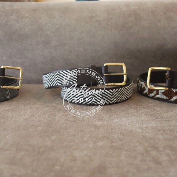 Discounted Set of Three Beaded Leather Belts - Authentic African Craftsmanship