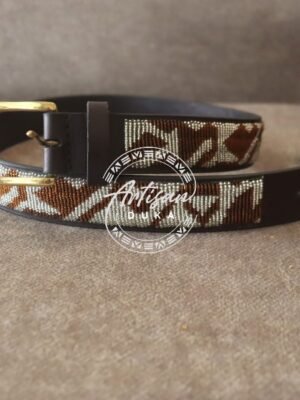 Earth Tone Beaded Leather Belt Earth Tone Beaded Leather Belt
