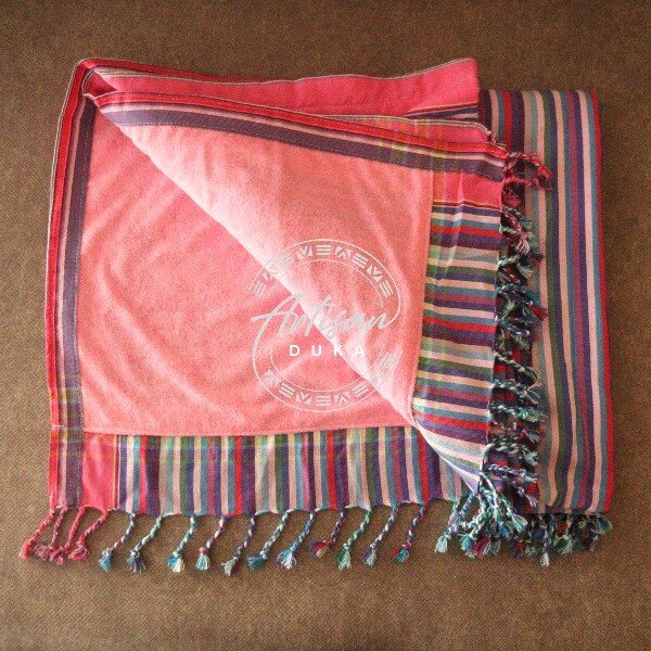 Pink Kikoy Towel - Handwoven African Cotton Beach & Bath Wrap