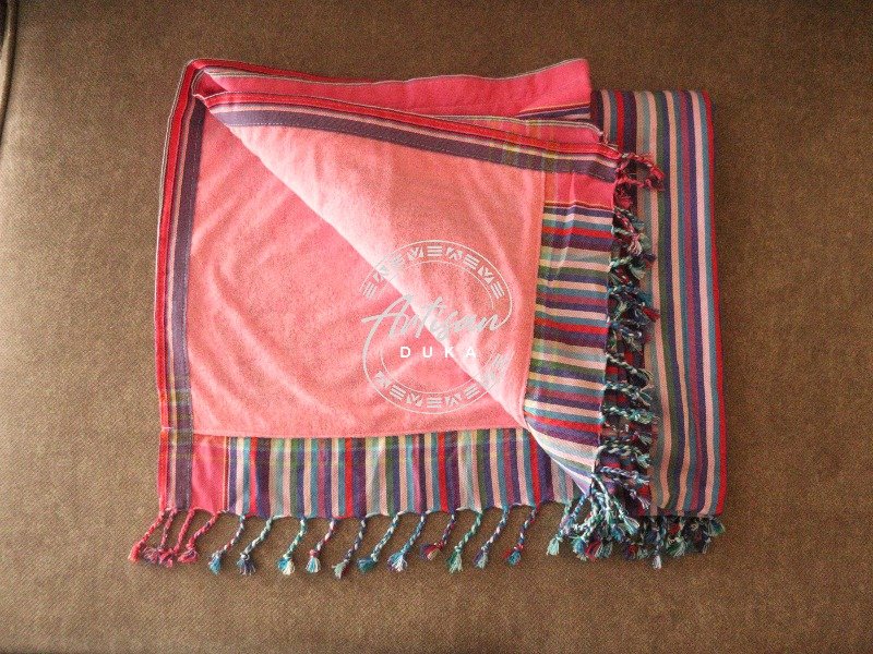 Pink Kikoy Towel - Handwoven African Cotton Beach & Bath Wrap Pink Kikoy Towel - Handwoven African Cotton Beach & Bath Wrap