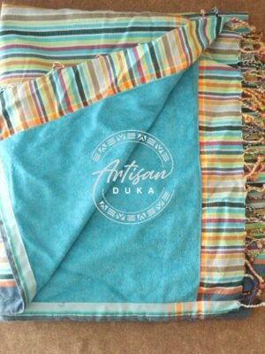 Blue Kikoy Towel - Handmade Cotton Beach & Bath Wrap Blue Kikoy Towel - Handmade Cotton Beach & Bath Wrap