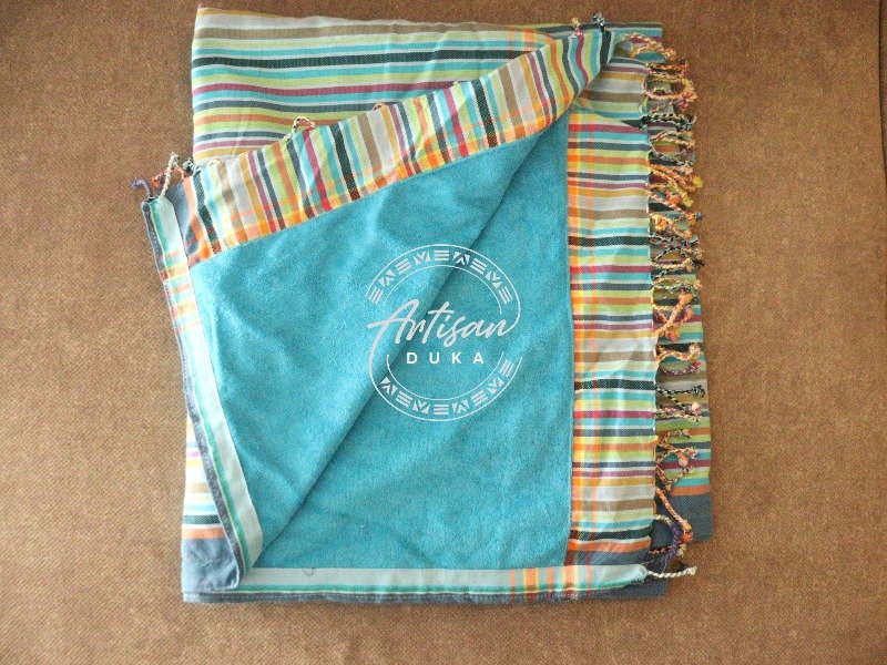 Blue Kikoy Towel - Handmade Cotton Beach & Bath Wrap