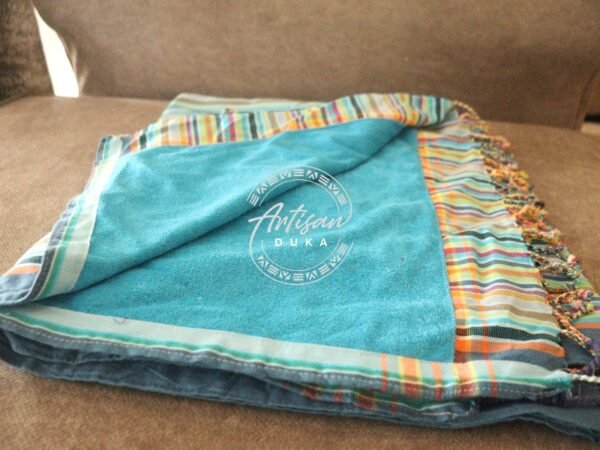 Blue Kikoy Towel - Handmade Cotton Beach & Bath Wrap Blue Kikoy Towel - Handmade Cotton Beach & Bath Wrap
