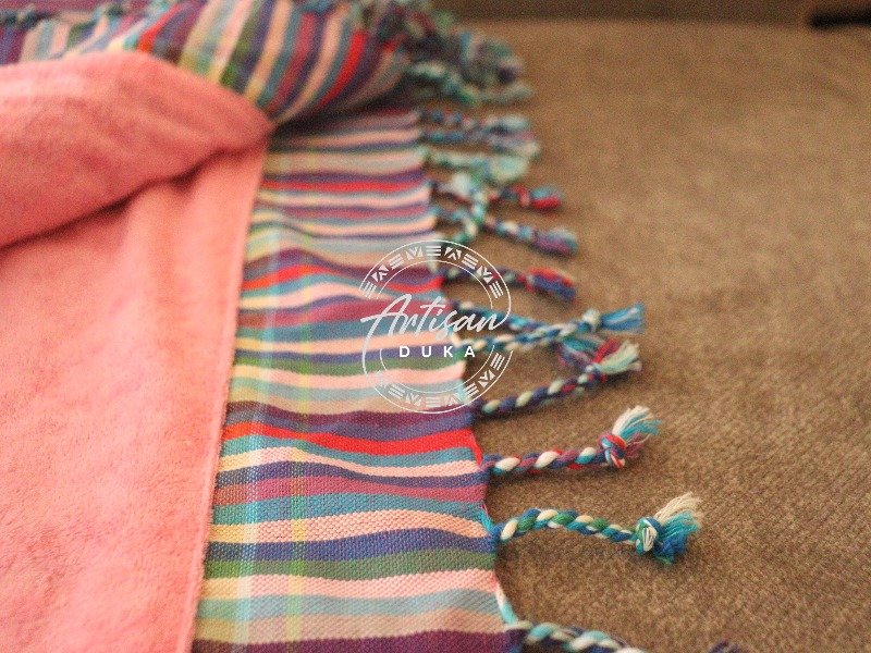 Pink Kikoy Towel - Handwoven African Cotton Beach & Bath Wrap Pink Kikoy Towel - Handwoven African Cotton Beach & Bath Wrap