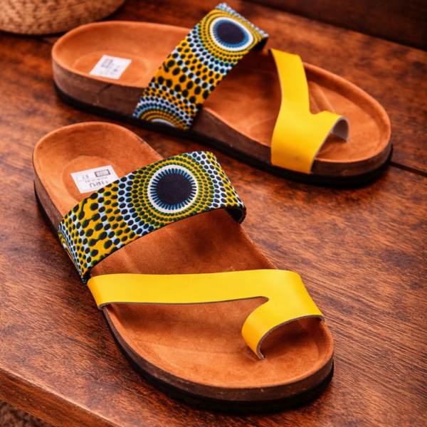 Bold Yellow Ankara Cork Sandals