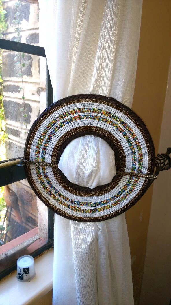 Beaded curtain tie back