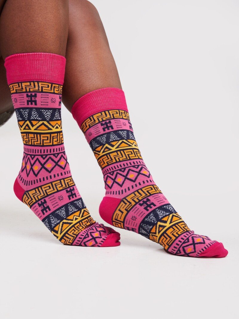 Patterned Pink Ankara Socks for Women - Stylish African Print Socks