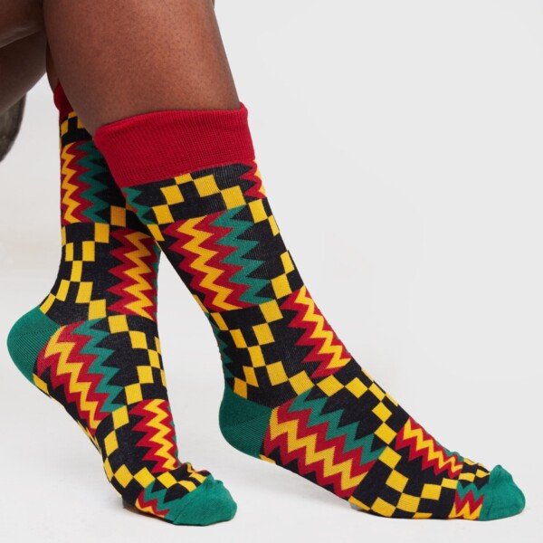 Green & Yellow Ankara Socks for Women