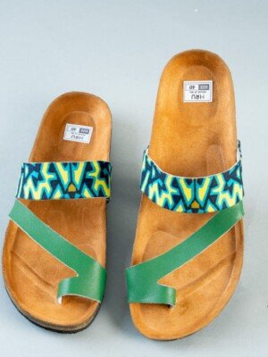 Emerald Essence Ankara Cork Sandals - Handmade African Print Slides Emerald Essence Ankara Cork Sandals - Handmade African Print Slides