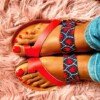 Navy Blue with Red Flames Ankara Cork Sandals - Bold Handmade African Print Slides Navy Blue with Red Flames Ankara Cork Sandals - Bold Handmade African Print Slides