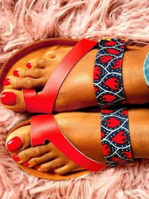 Navy Blue with Red Flames Ankara Cork Sandals - Bold Handmade African Print Slides Navy Blue with Red Flames Ankara Cork Sandals - Bold Handmade African Print Slides