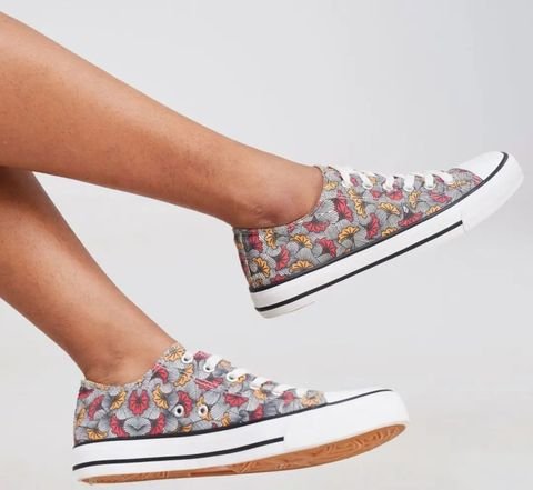 Flowery Ankara Women’s Sneakers – Handmade African Print Low-Tops