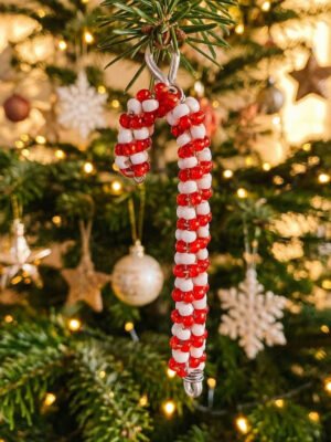 Candy Cane Ornament on Christmas Tree Candy Cane Ornament on Christmas Tree