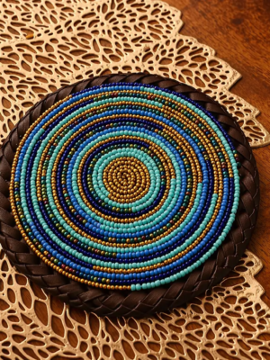 ChatGPT Image Apr 15, 2026, 11_49_52 AM Blue Beaded Coaster - Elegant African Handcrafted Table Accent