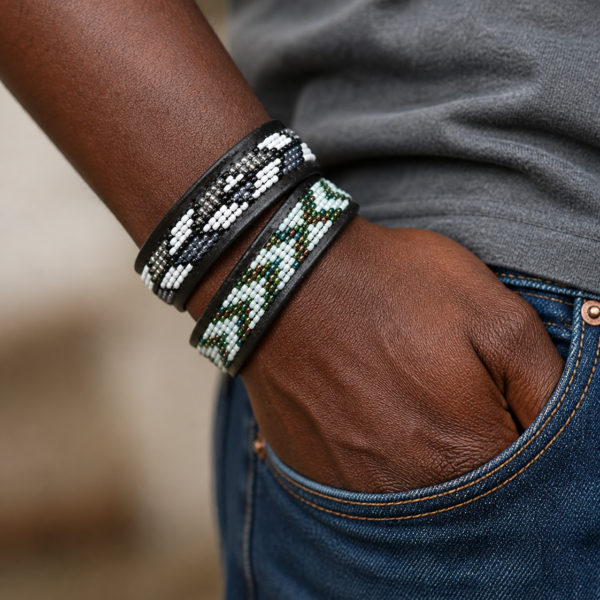 2 unique men Maasai beaded bracelets