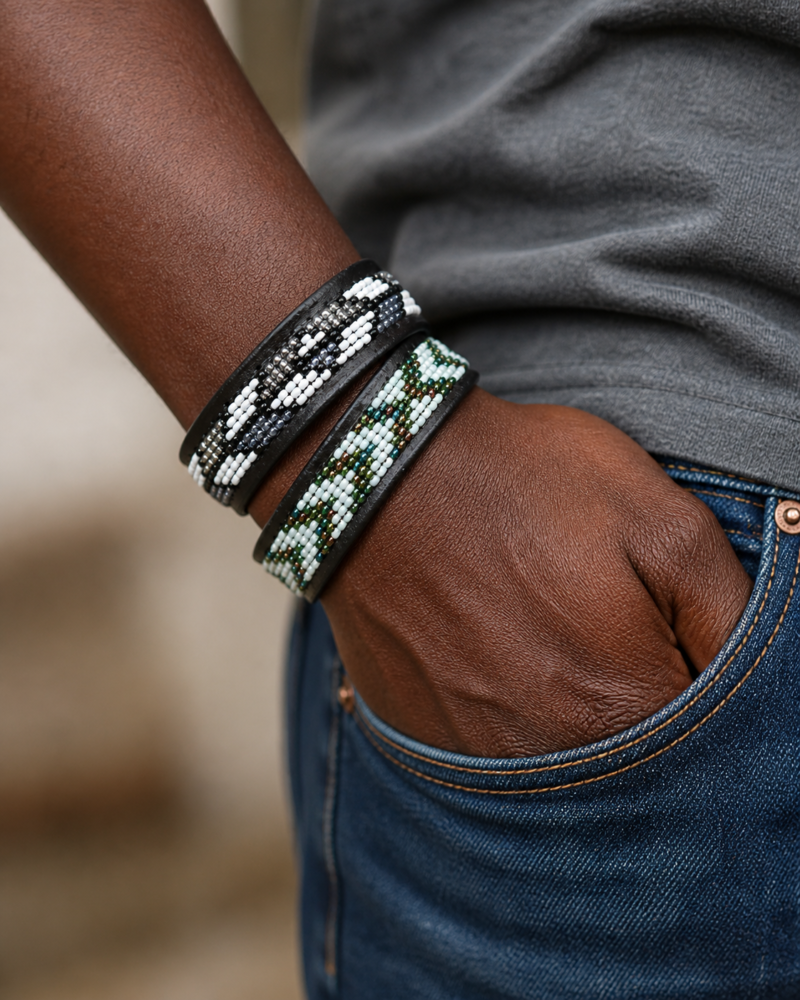2 unique men Maasai beaded bracelets