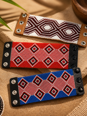 3 Unique Maasai beaded bracelets - handmade african jewelry