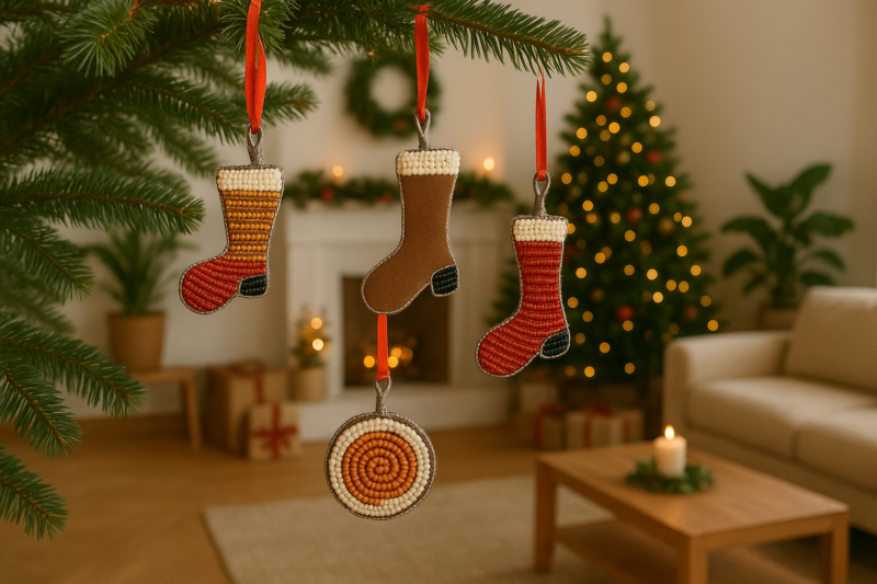 Handmade Beaded Christmas Stockings
