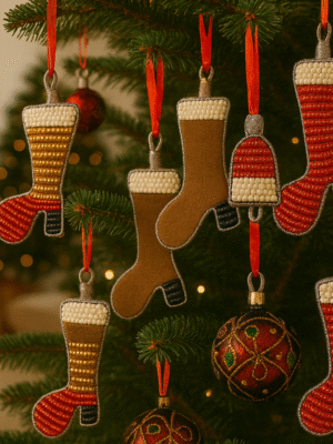 Handmade Beaded Christmas Stockings & Baubles Handmade Beaded Christmas Stockings & Baubles