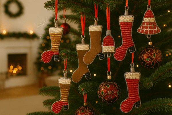 Handmade Beaded Christmas Stockings & Baubles Handmade Beaded Christmas Stockings & Baubles